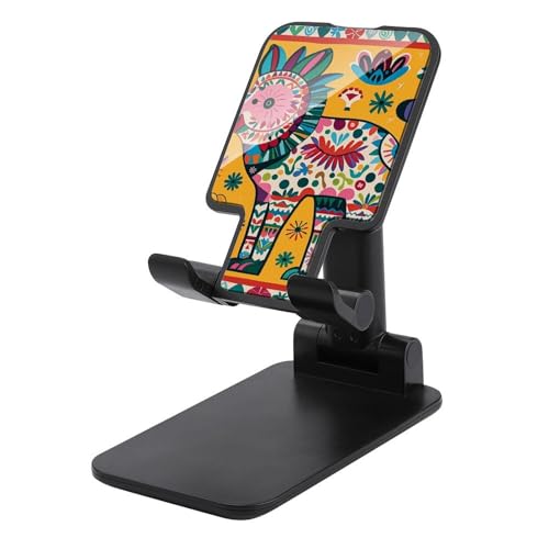 FZQVSGW Handy-Ständer für den Schreibtisch, faltbar, verstellbare Drehung, mexikanischer Otomi-Tier-Tablet-Ständer, tragbare Handyhalter mit 10,2-33 cm Handys und Tablets, Schwarz von FZQVSGW