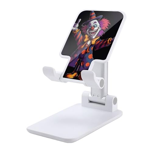 FZQVSGW Handy-Ständer für den Schreibtisch, faltbar, verstellbare Drehung, niedlicher Cartoon-Clown-Tablet-Ständer, tragbare Handyhalter mit 10,2-33 cm Handys und Tablets, Weiß von FZQVSGW