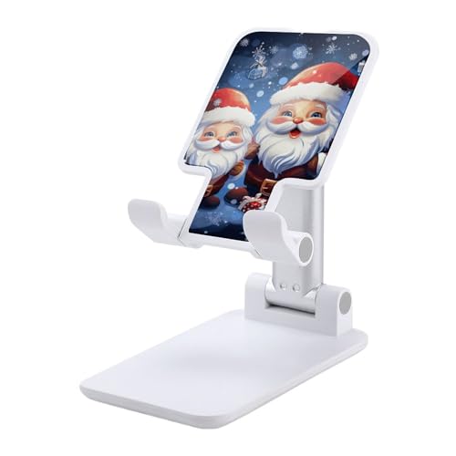 FZQVSGW Handy-Ständer für den Schreibtisch, faltbar, verstellbare Drehung, super niedlicher Weihnachtsmann-Tablet-Ständer, tragbare Handyhalter mit 10,2-33 cm Handys und Tablets, Weiß von FZQVSGW