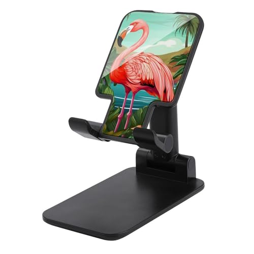 FZQVSGW Handy-Ständer für den Schreibtisch, faltbar, verstellbare Drehung, tropischer Flamingo, Tablet-Ständer, tragbare Handyhalter mit 10,2 - 33 cm (4 - 13 Zoll) Handys und Tablets, Schwarz von FZQVSGW