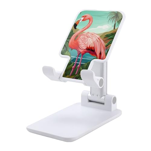 FZQVSGW Handy-Ständer für den Schreibtisch, faltbar, verstellbare Drehung, tropischer Flamingo, Tablet-Ständer, tragbare Handyhalter mit 10,2 - 33 cm (4 - 13 Zoll) Handys und Tablets, Weiß von FZQVSGW