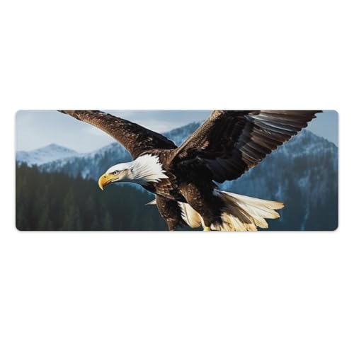 Großes erweitertes Computer-Mauspad für Schreibtisch, Gummiunterseite, Adler bei der Jagd, Tastaturunterlage, rutschfeste Schreibtischunterlage, Laptop-Schreibtischunterlage für Gaming, Büro, Arbeit von FZQVSGW