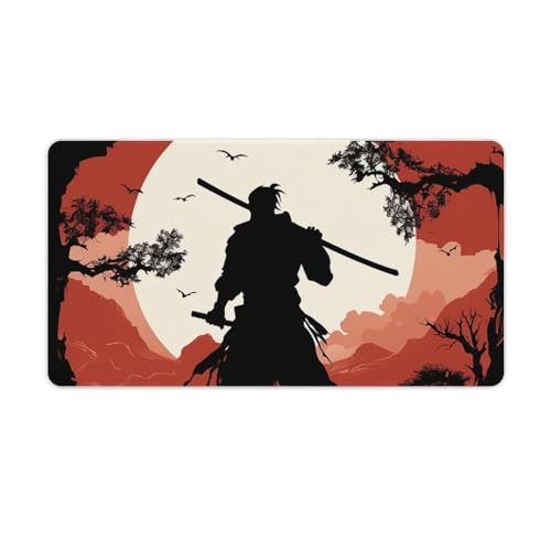 Großes erweitertes Computer-Mauspad für Schreibtisch, Gummiunterseite, Samurai-Tastaturunterlage, rutschfeste Schreibtischunterlage, Laptop-Schreibtischunterlage für Gaming, Büro, Arbeit, Zuhause, 40 von FZQVSGW