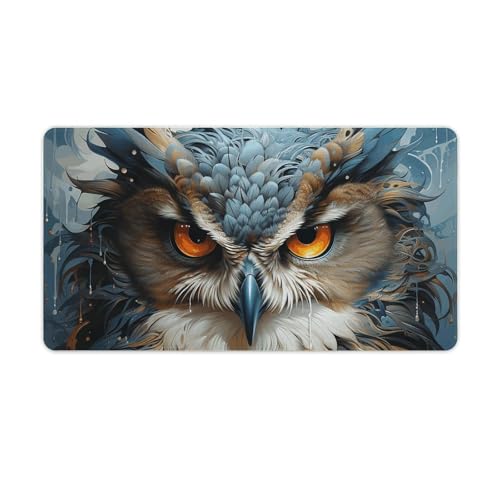 Großes erweitertes Computer-Mauspad für den Schreibtisch, Gummiunterseite, Eule, Tastaturunterlage, rutschfeste Schreibtischunterlage, Laptop-Schreibtischunterlage für Gaming, Büro, Arbeit, Zuhause von FZQVSGW