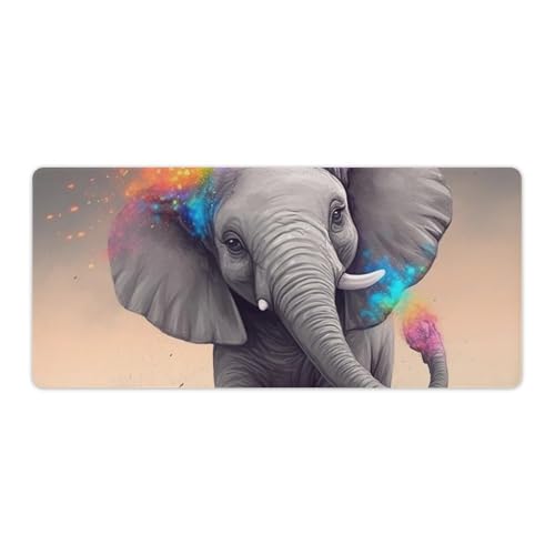 Großes erweitertes Computer-Mauspad für den Schreibtisch, Gummiunterseite, Tier-Cartoon-Elefant, Tastaturunterlage, rutschfeste Schreibtischunterlage, Laptop-Schreibtischunterlage für Gaming, Büro von FZQVSGW