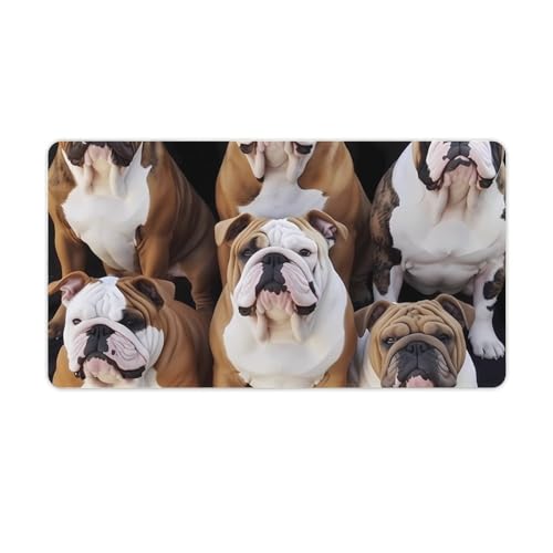 Mauspad, groß, erweiterte Computer-Mausmatte für den Schreibtisch, Gummiunterseite, englische Bulldoggen, Tastaturunterlage, rutschfeste Schreibtischunterlage, Laptop-Schreibtischunterlage für Gaming von FZQVSGW
