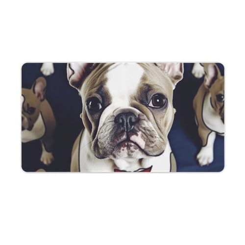 Mauspad, groß, erweiterte Computer-Mausmatte für den Schreibtisch, Gummiunterseite, niedliche französische Bulldogge, Tastaturunterlage, rutschfeste Schreibtischunterlage, Laptop-Schreibtischunterlage von FZQVSGW