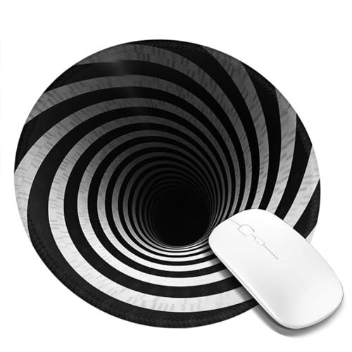 Mauspads mit genähtem Rand, bequemes Mauspad mit rutschfester Gummiunterseite, Gaming-Mauspads, Schwarz und Weiß, Spiral-Tunnel, waschbare Mauspads für Computer, Büro, Laptop, 20,3 cm, 4 Stück Mauspads mit genähtem Rand, bequemes Mauspad mit rutschfester Gummiunterseite, Gaming-Mauspads, Schwarz und Weiß, Spiral-Tunnel, waschbare Mauspads für Computer, Büro, Laptop, 20,3 cm, 4 Stück von FZQVSLCM