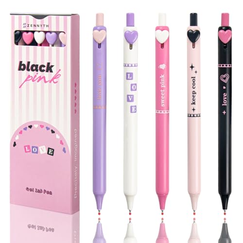 FZWONVUC Bunte Gelstifte, 0,5 mm feine Spitze für Tagebuch, Notizen, Schreiben, schnell trocknend, schwarze Tinte, Stifte für Büro, Schule, Geschenke für Frauen, Lehrer, Studenten, 5 Stück (rosa Herz) FZWONVUC Bunte Gelstifte, 0,5 mm feine Spitze für Tagebuch, Notizen, Schreiben, schnell trocknend, schwarze Tinte, Stifte für Büro, Schule, Geschenke für Frauen, Lehrer, Studenten, 5 Stück (rosa Herz) von FZWONVUC