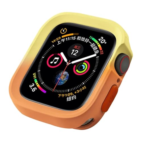 FZXCG TPU-Abdeckung für Apple Watch Series Ultra 49 mm 9 8 7 41 mm 45 mm Stoßstangenrahmen-Hüllen für iWatch 6 5 SE 4 40 44 mm Gehäuse(Yellow orange,40mm) von FZXCG
