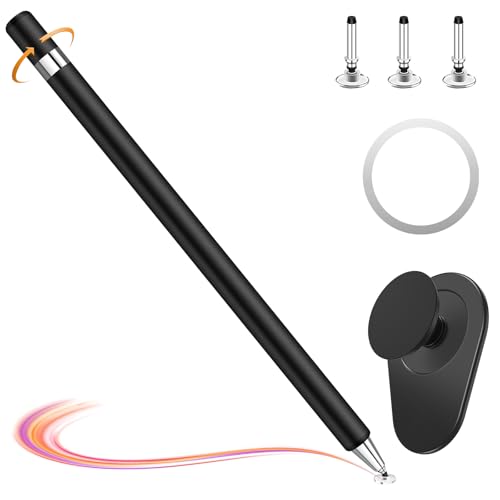 Tablet Stift für Alle Tablets, Stylus Pen, FaAmour Touchscreen Stift,Präzision Disc Eingabestift mit Telefonhalterung kompatibel mit Allen Handys/Tablets, für iPad/iPhone/Android/Samsung (Black) von FaAmour