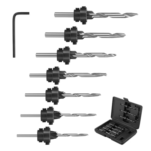 Faankiton 7 Stück Bohrer mit Senker für Holz, Senkbohrer Holz Kegelsenker Hartholzbohrer mit Senker Holzbohrer mit Versenker, Senker Bohrer Set, Holzbohrer mit Schraubenschlüssel Faankiton 7 Stück Bohrer mit Senker für Holz, Senkbohrer Holz Kegelsenker Hartholzbohrer mit Senker Holzbohrer mit Versenker, Senker Bohrer Set, Holzbohrer mit Schraubenschlüssel von Faankiton