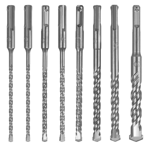 Faankiton 8 Stück SDS Plus Bohrer Set für Beton, SDS Plus Hammerbohrer Betonbohrer 5-16mm Steinbohrer Set, SDS Plus Meißel für Bohrhammer, Bohrhammer-Zubehör für Beton, Ziegel, Zement, Stein von Faankiton