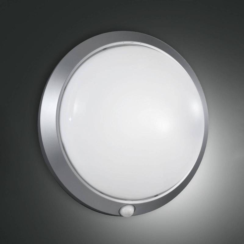 Außenwandleuchte Armilla, silber, Bewegungsmelder, Ø 30 cm von Fabas Luce