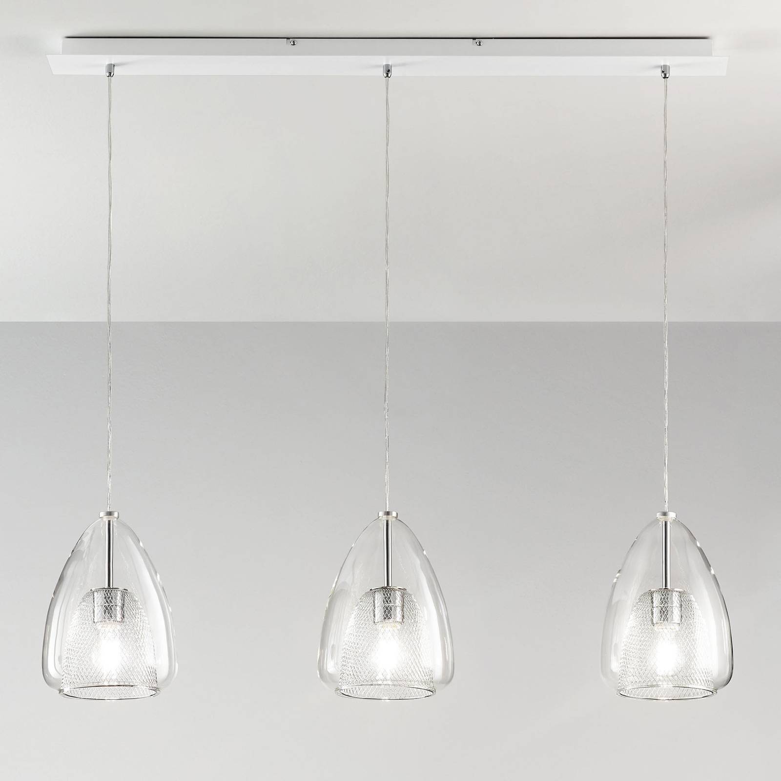 Hängeleuchte Britton, 3-flammig, transparent von Fabas Luce