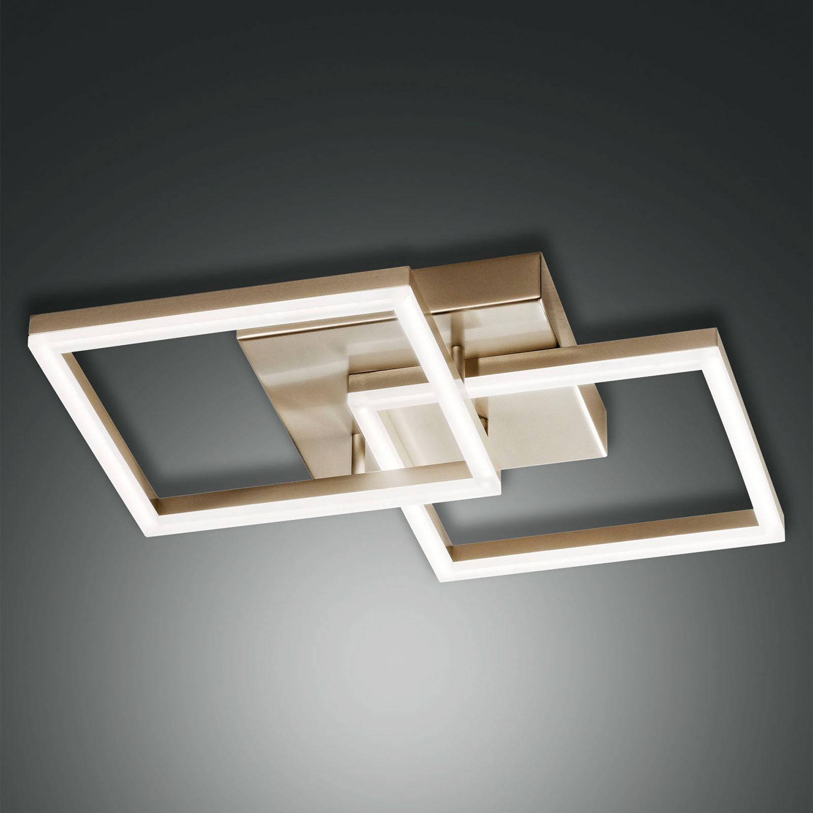 LED-Deckenleuchte Bard, 45x45cm, Mattgold-Finish von Fabas Luce