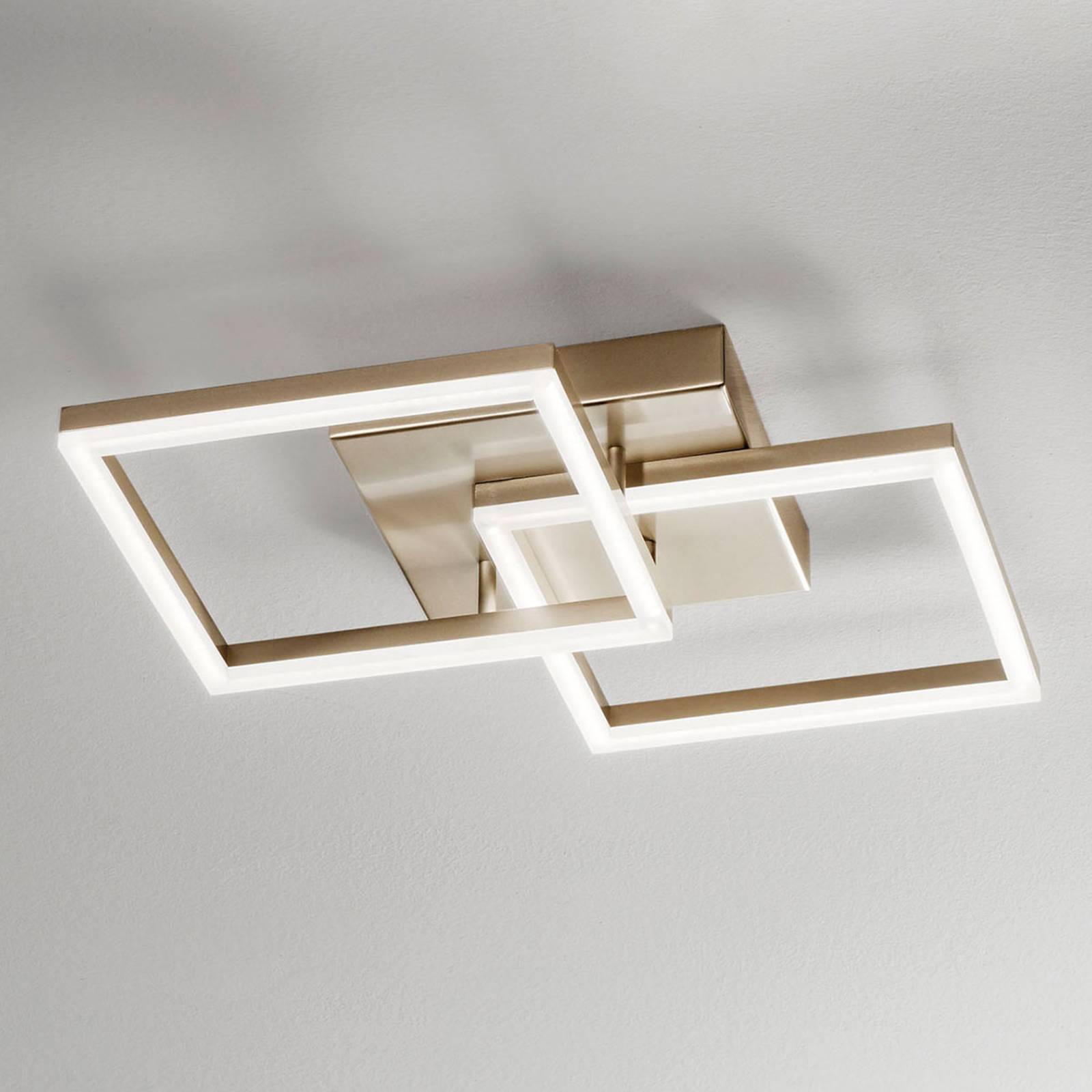 LED-Deckenleuchte Bard, 45x45cm, Mattgold-Finish von Fabas Luce