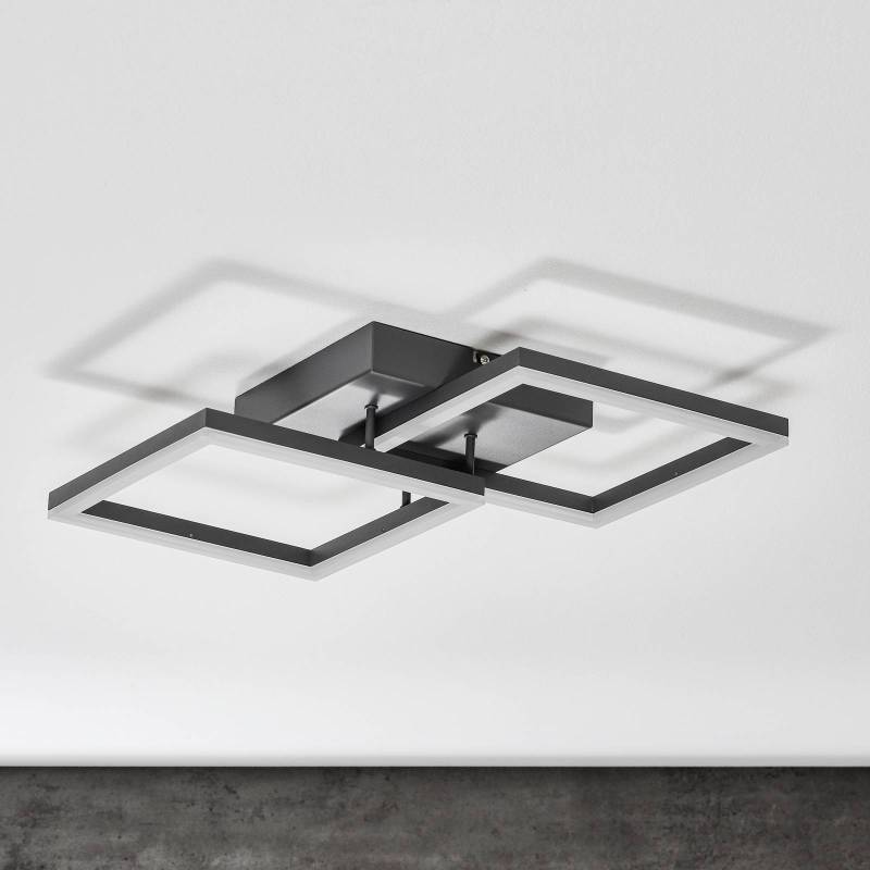 LED-Deckenleuchte Bard 45x45 cm 2fl., anthrazit von Fabas Luce