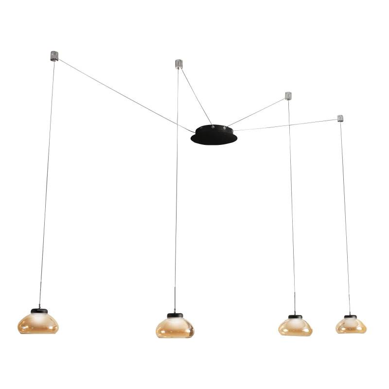 LED-Hängeleuchte Arabella, 4 fl, schwarz/amber von Fabas Luce