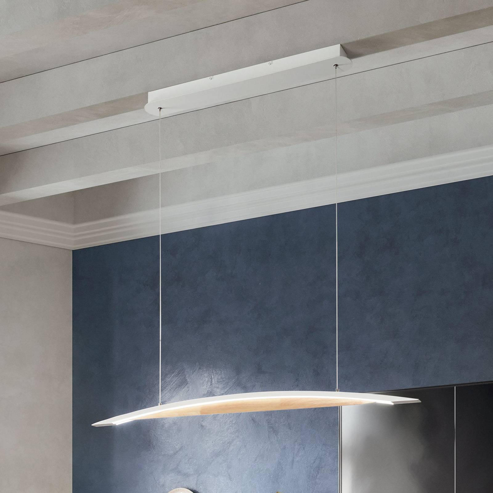 LED-Hängeleuchte Cordoba, Länge 110 cm, Metall/Holz, dimmbar LED-Hängeleuchte Cordoba, Länge 110 cm, Metall/Holz, dimmbar von Fabas Luce