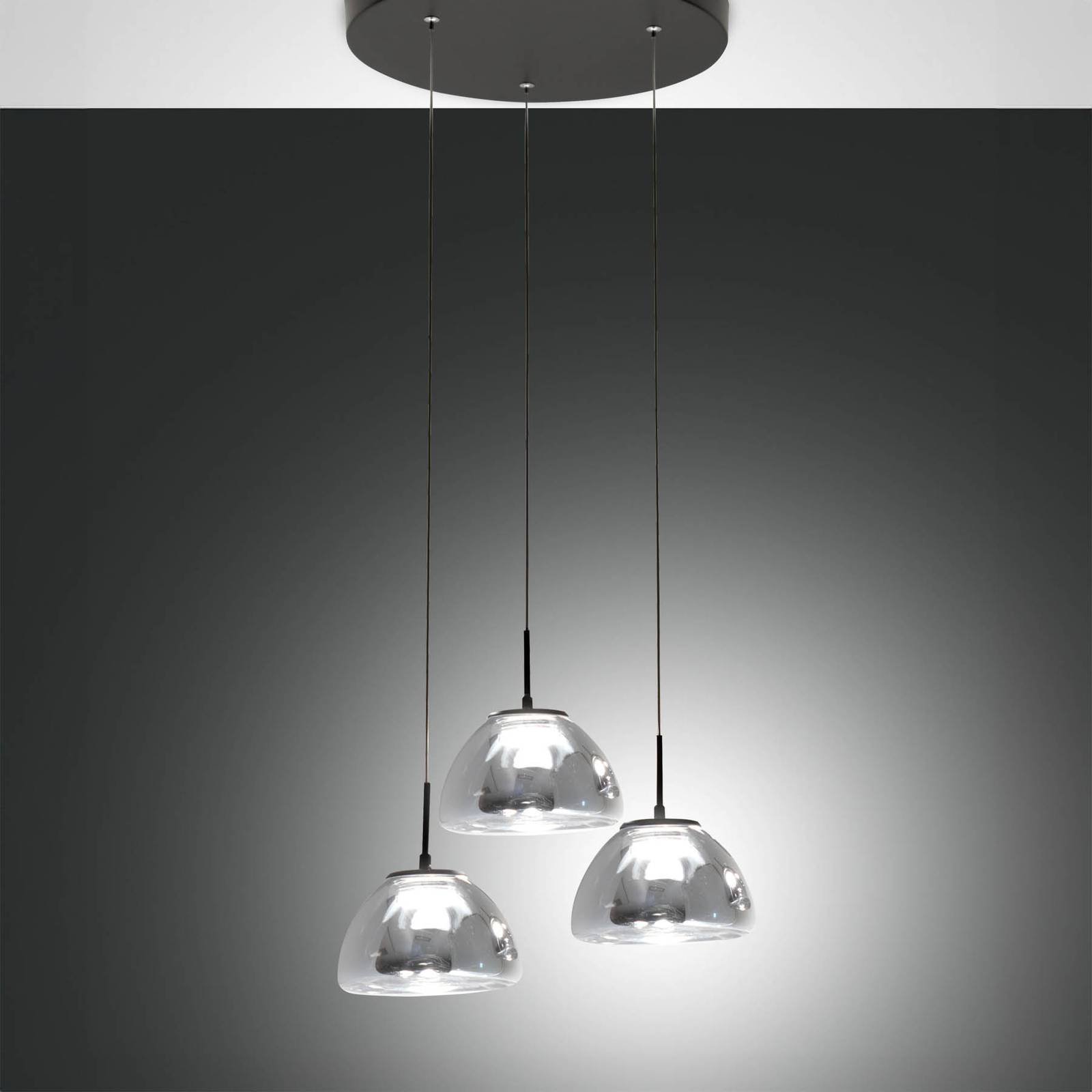 LED-Hängeleuchte Lucille, 3-flammig, rauchgrau, CCT, Dimmer LED-Hängeleuchte Lucille, 3-flammig, rauchgrau, CCT, Dimmer von Fabas Luce