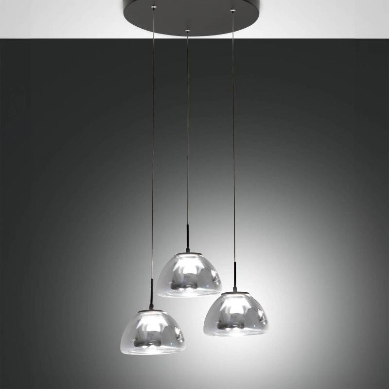 LED-Hängeleuchte Lucille, 3-flammig, rauchgrau, CCT, Dimmer von Fabas Luce