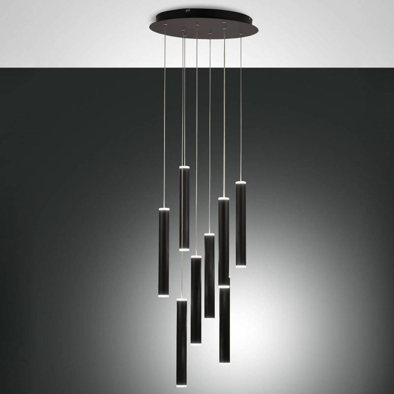 LED-Hängeleuchte Prado, schwarz, 8-flammig, Ø 40 cm, dimmbar von Fabas Luce