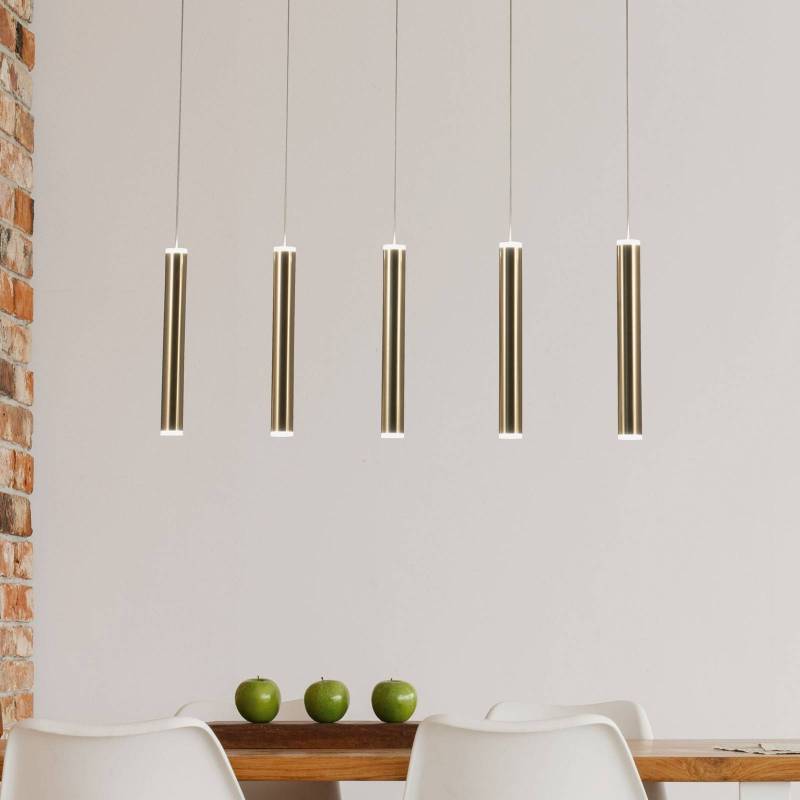 LED-Hängeleuchte Prado, gold, 5-flammig, linear, dimmbar von Fabas Luce