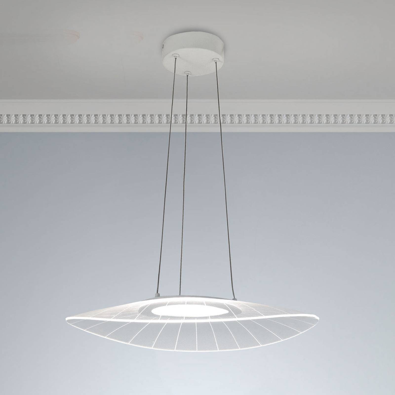 LED-Hängeleuchte Vela, weiß, oval, 59 cm x 43 cm von Fabas Luce