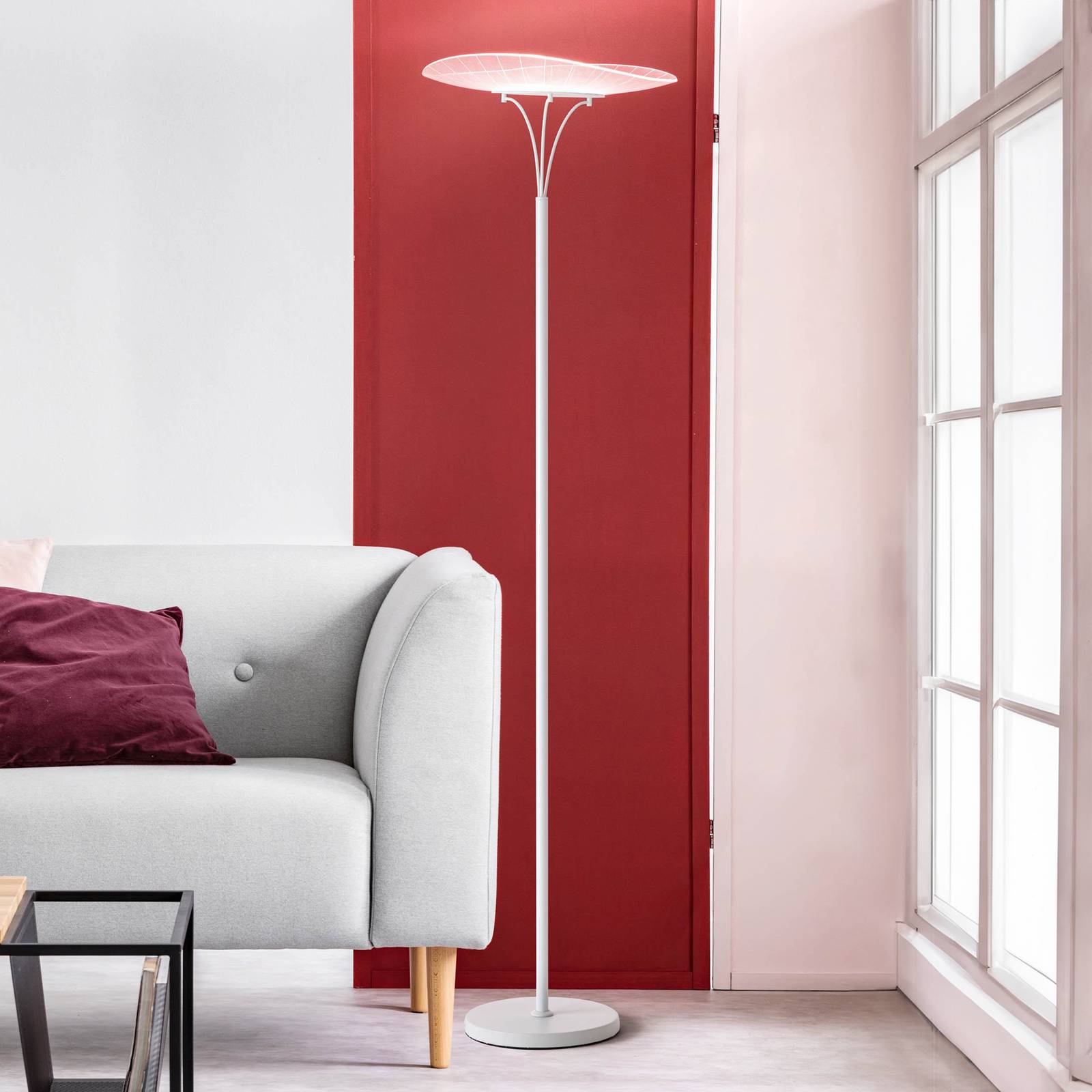 LED-Stehleuchte Vela, weiß/transparent, 175cm, Acryl, Dimmer LED-Stehleuchte Vela, weiß/transparent, 175cm, Acryl, Dimmer von Fabas Luce