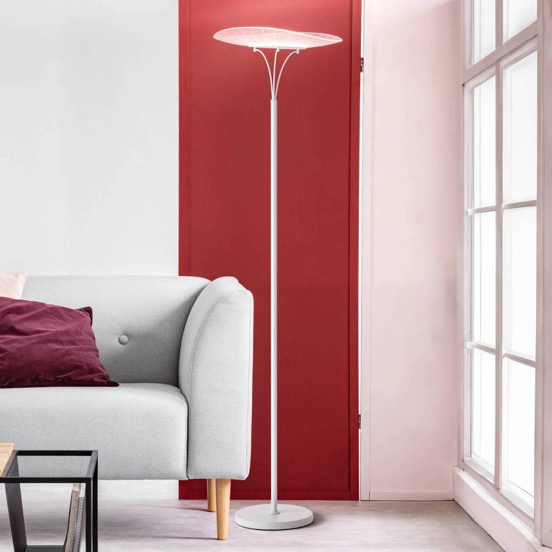 LED-Stehleuchte Vela, weiß/transparent, 175cm, Acryl, Dimmer von Fabas Luce
