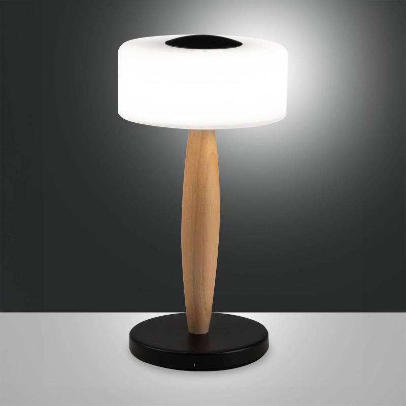 LED-Tischleuchte Elea, schwarz, Höhe 29 cm, Glas, Holz von Fabas Luce