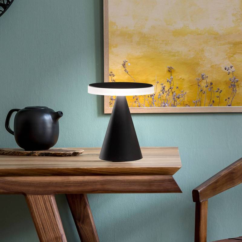 LED-Tischleuchte Neutra, Höhe 27 cm, schwarz, Touchdimmer von Fabas Luce