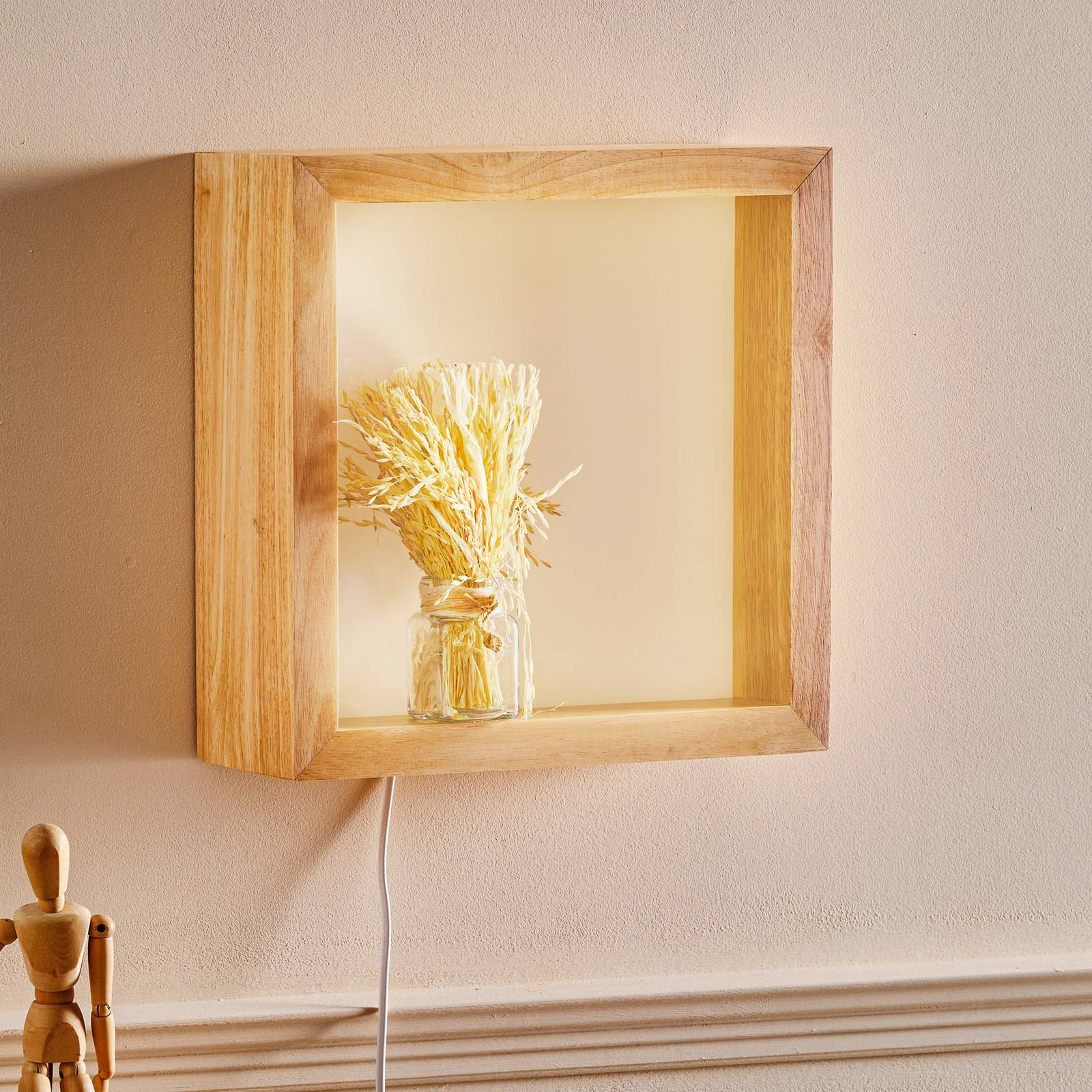 LED-Wandleuchte Window, 37 x 37 cm, Eichenholz von Fabas Luce