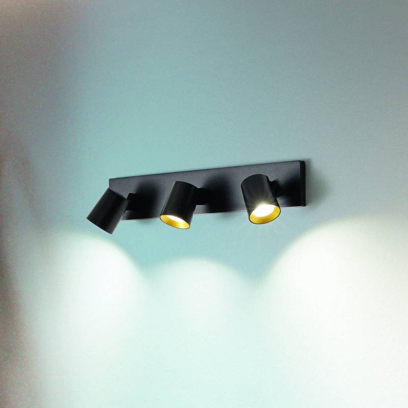 Spot Modo, 3-flammig, schwarz, Zierringe, GU10, Aluminium von Fabas Luce