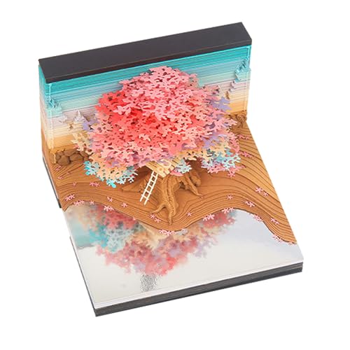 3D-Notizblock Sakura-Hochzeitsbaum-Notizblock 3D-Kunst-Haftnotizen aus Papier mit LED-Licht Convenience-Post-Notizen Kreative DIY-Geschenke Desktop-Dekor von Fabater