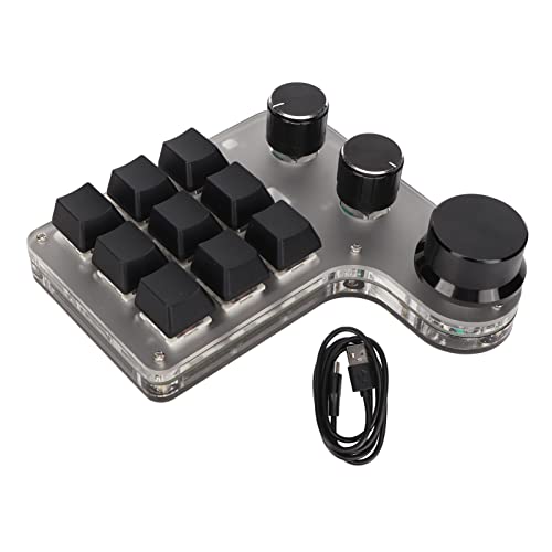 9 Tasten USB Tastatur, Programmiermakro, Mechanische Gaming Tastatur mit 3 Knöpfen, RGB hintergrundbeleuchtete USB PC Tastatur für Computer Gaming Software (Schwarz) von Fabater