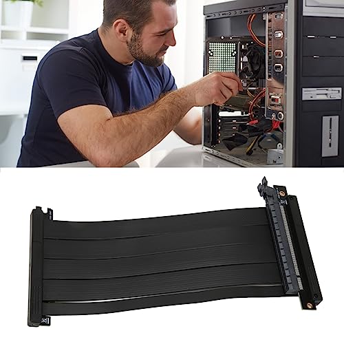 Fabater Verlängerungskabel, PCIE4.0 X 16 Hochgeschwindigkeitsflexibles Riser-Kabel, Grafikkarte Computergehäuse Express Extender Ribbon, Dual Reverse Extender Card Extension Port von Fabater