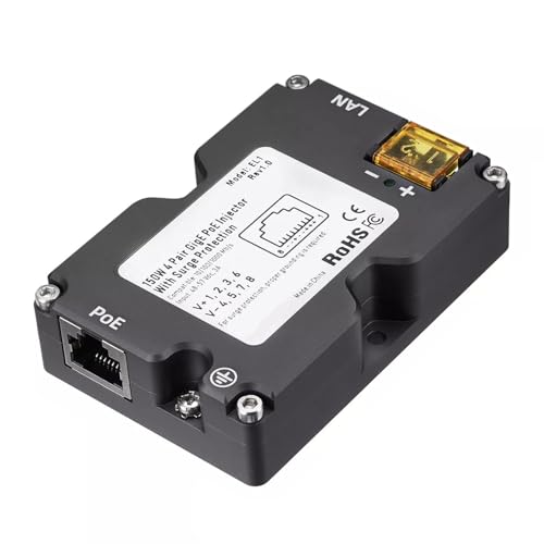 Gigabit-PoE-Injektor-Adapter, PoE-Injektor für Dishy V2 150 W GigE Passiv, Gigabit Power Over Ethernet Injector mit Cat8-Kabel, DC48-57V von Fabater