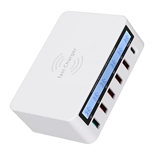 Ladeblock, Universal QC 3.0 USB-Ladehub 6 Ports, Integriertes ABS-Schutzgehäuse mit LCD-Display für Tablets (EU-Stecker) von Fabater