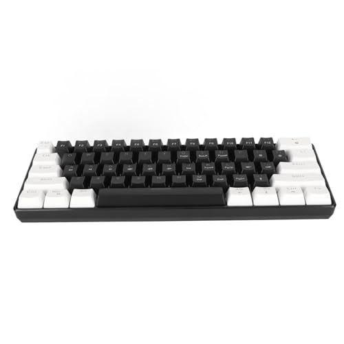 Mechanische Tastatur, Kompakte Mechanische RGB-Tastatur mit 61 Tasten, Ergonomisch, Cooler Lichteffekt Zum Lernen (weiß schwarz) von Fabater