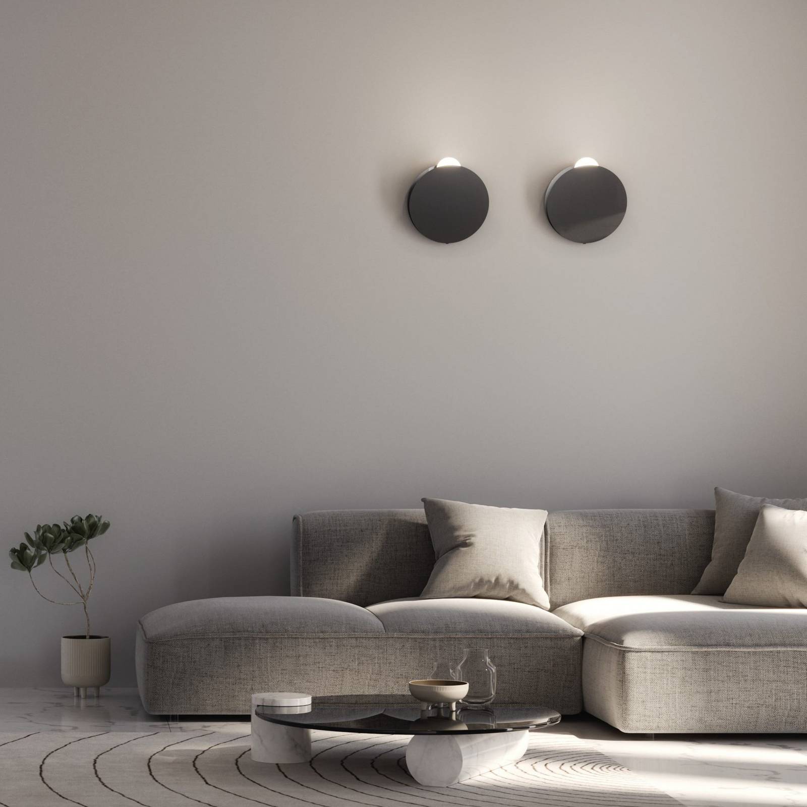 Fabbian LED-Wandleuchte Akoya, anthrazit, 3000K, dimmbar Fabbian LED-Wandleuchte Akoya, anthrazit, 3000K, dimmbar von Fabbian