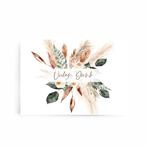 Fabelhafte Dinge Dankeskarten Geburtstag, Danke Karte Hochzeit, Kommunion, Konfirmation & Jugendweihe oder für Anlässe wie Taufe & Einschulung, Boho Bouquet Design, inkl. Umschläge (10 Stück) von Fabelhafte Dinge