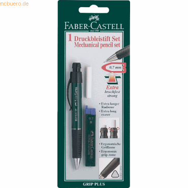 10 x Faber Castell Feinminenstift GripPlus 1307 Set mit Radierer und M von Faber Castell