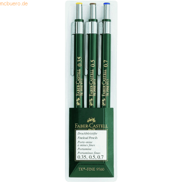 5 x Faber Castell Druckbleistift TK Fine 0,35/0,50/0,70 HB 3er-Etui von Faber Castell