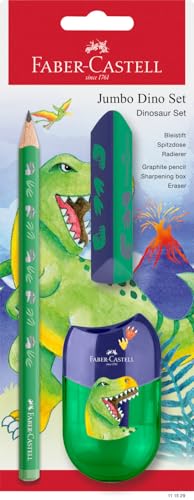 FABER-CASTELL 111529 - Schreibset Dino mit Jumbo Bleistift, Spitzer und Radiergummi, Schulset für Kinder FABER-CASTELL 111529 - Schreibset Dino mit Jumbo Bleistift, Spitzer und Radiergummi, Schulset für Kinder von FABER-CASTELL