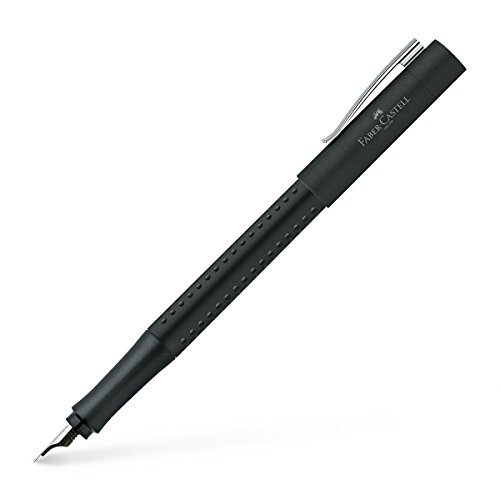 FABER-CASTELL 140908 - moderner Füller Grip 2011 mit Ergonomisches Design und Hochwertige Konstruktion, Füllfederhalter mit Feder F, Nachfüllbar inkl. Tintenpatrone - Schwarz, 1 Stück von FABER-CASTELL