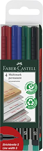 FABER-CASTELL 152304 - Marker MULTIMARK permanent, Stärke: S, 4er Etui, Inhalt: je 1x rot, blau, grün, schwarz FABER-CASTELL 152304 - Marker MULTIMARK permanent, Stärke: S, 4er Etui, Inhalt: je 1x rot, blau, grün, schwarz von FABER-CASTELL
