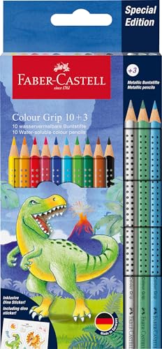 FABER-CASTELL 201545 - Buntstifte Set Dino, 13-teilig, bruchsicher, inkl. 3 Metallic Stifte und Dino Sticker FABER-CASTELL 201545 - Buntstifte Set Dino, 13-teilig, bruchsicher, inkl. 3 Metallic Stifte und Dino Sticker von FABER-CASTELL