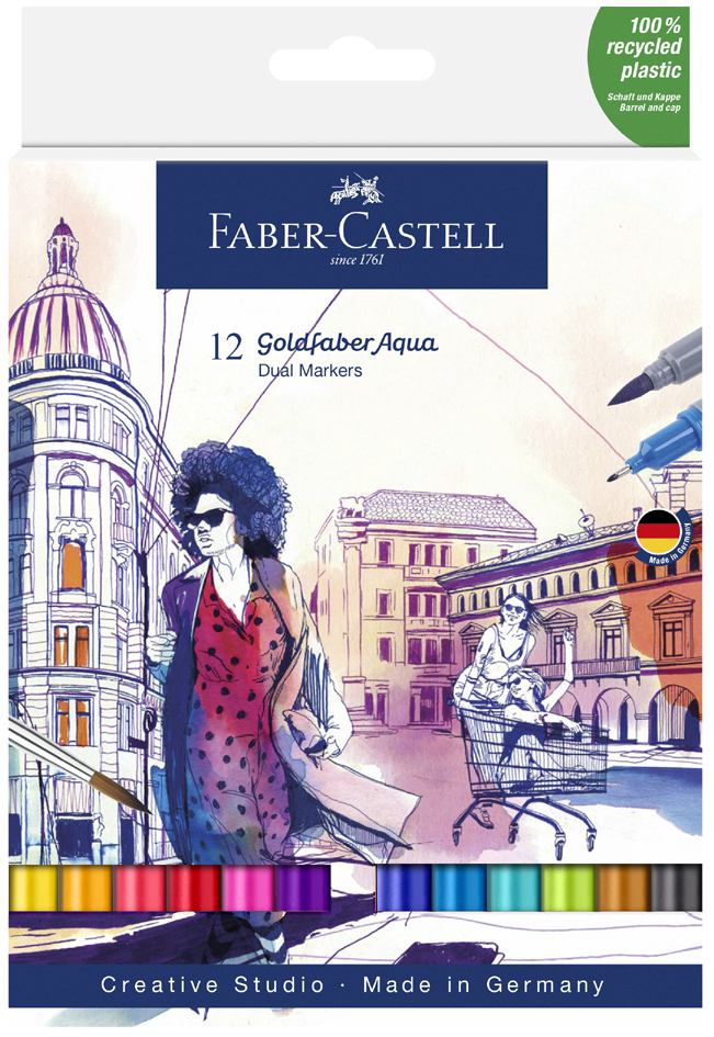 FABER-CASTELL Aquarellmarker GOLDFABER, 12er Etui von Faber-Castell